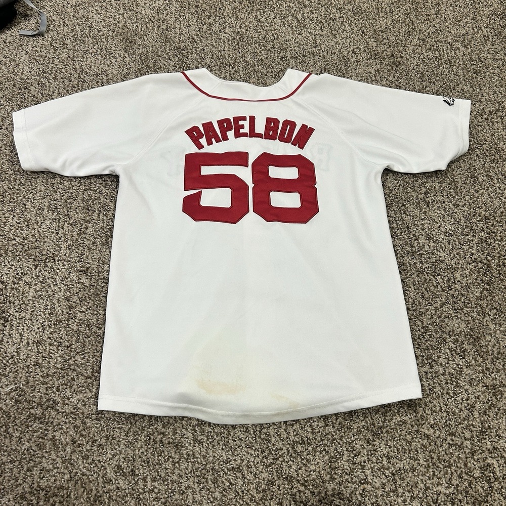 Jonathan Papelbon Boston Red Sox Majestic Jersey Youth Large 14/16 White 58